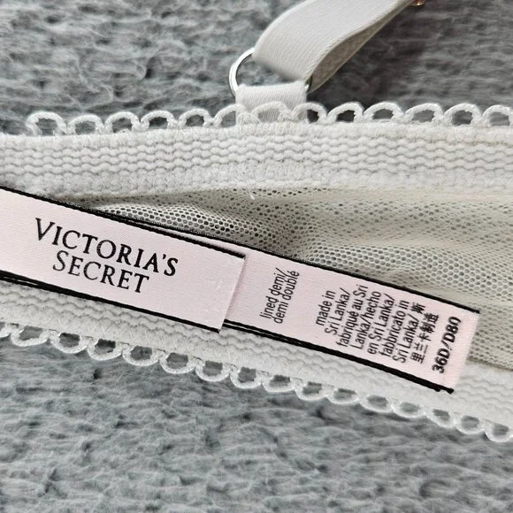 Victorias Secret Bra Womens 36D White Dream Angels Lined Demi Lace Underwire - Picture 8 of 16